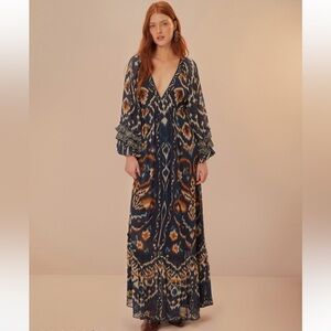 FARM Rio Blue Pineapple Ikat Maxi Dress